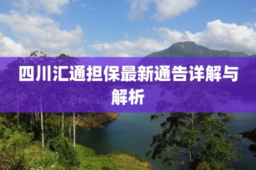 四川匯通擔(dān)保最新通告詳解與解析