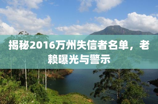 揭秘2016萬州失信者名單，老賴曝光與警示