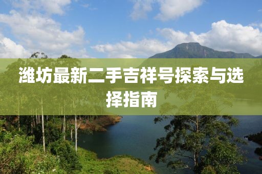 濰坊最新二手吉祥號(hào)探索與選擇指南