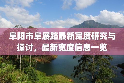 阜陽市阜展路最新寬度研究與探討，最新寬度信息一覽