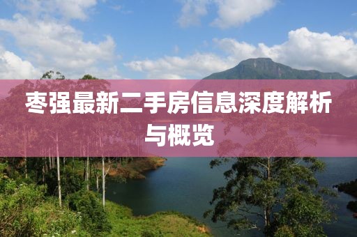 棗強最新二手房信息深度解析與概覽