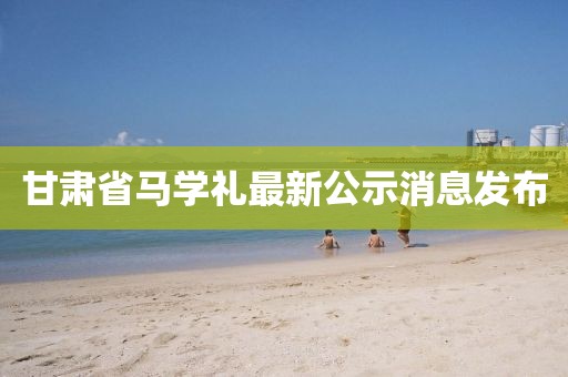 甘肅省馬學(xué)禮最新公示消息發(fā)布