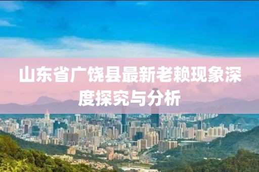 山東省廣饒縣最新老賴現(xiàn)象深度探究與分析