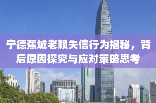 寧德蕉城老賴失信行為揭秘，背后原因探究與應對策略思考