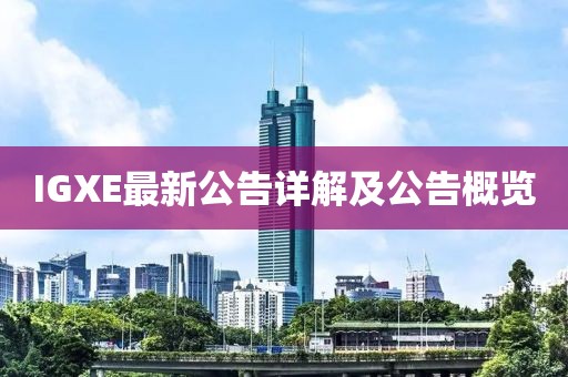 IGXE最新公告詳解及公告概覽