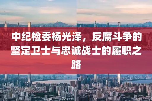 中紀檢委楊光澤，反腐斗爭的堅定衛(wèi)士與忠誠戰(zhàn)士的履職之路