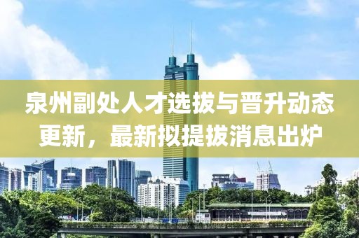 泉州副處人才選拔與晉升動態(tài)更新，最新擬提拔消息出爐