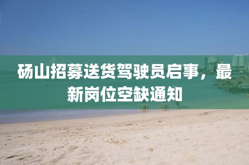 碭山招募送貨駕駛員啟事，最新崗位空缺通知