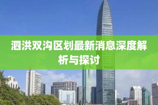 泗洪雙溝區(qū)劃最新消息深度解析與探討
